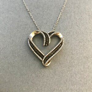 Black Diamond Sterling Silver Heart Pendant Necklace